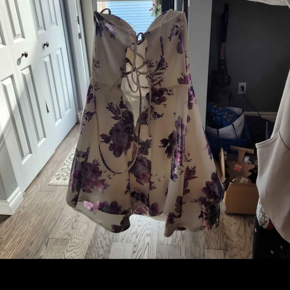 Floral Cream and Purple Women's Skirt